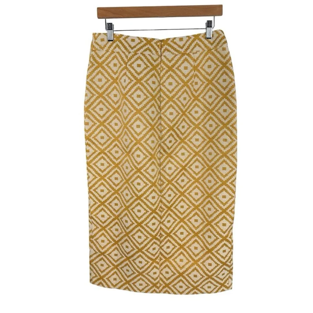 Tuckernuck NEW Marigold Tweed Margo Yellow Retro Diamond Midi Skirt Size M - Picture 10 of 12